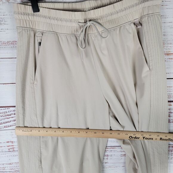 Athleta Avenue Wide Leg Crop Pants Women's 10 Beige Stretch Drawstring Pockets - Picture 3 of 12